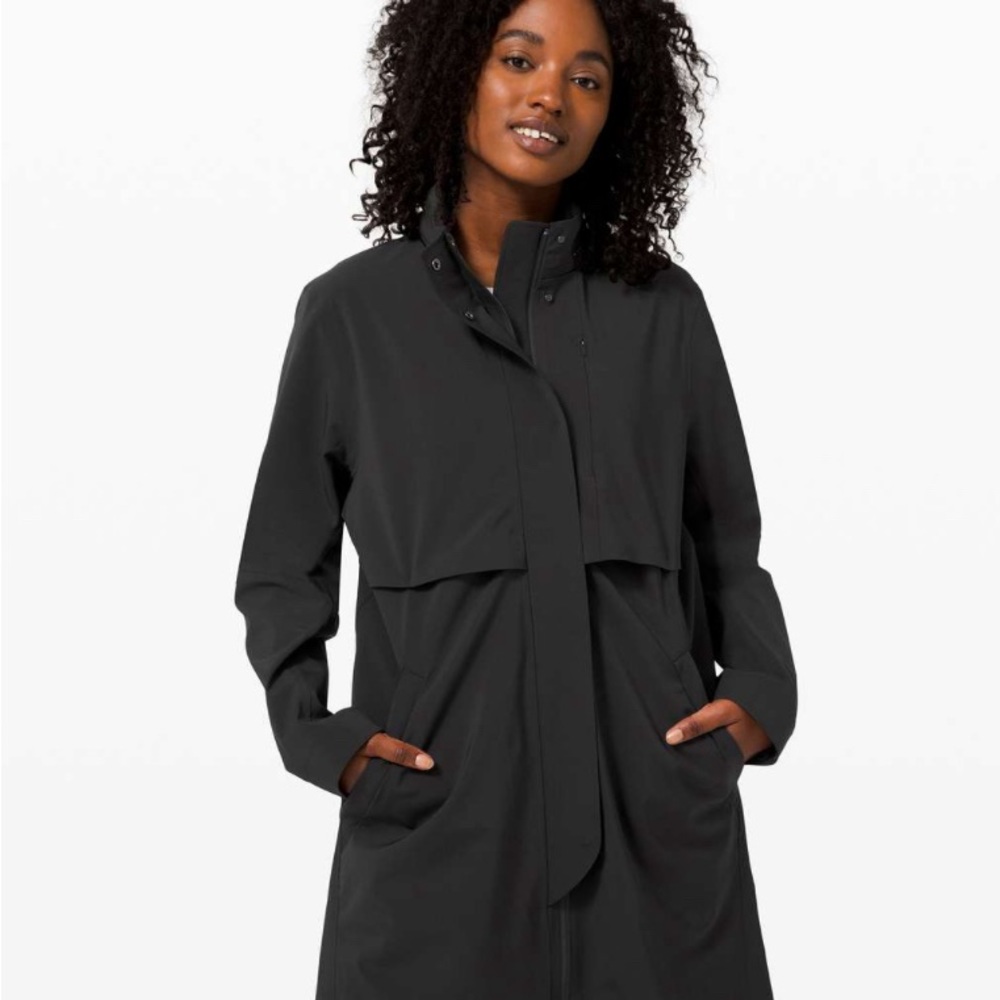 Lululemon Women's City Stroll Water Resistant Full Zip Coat Jacket Solid Black